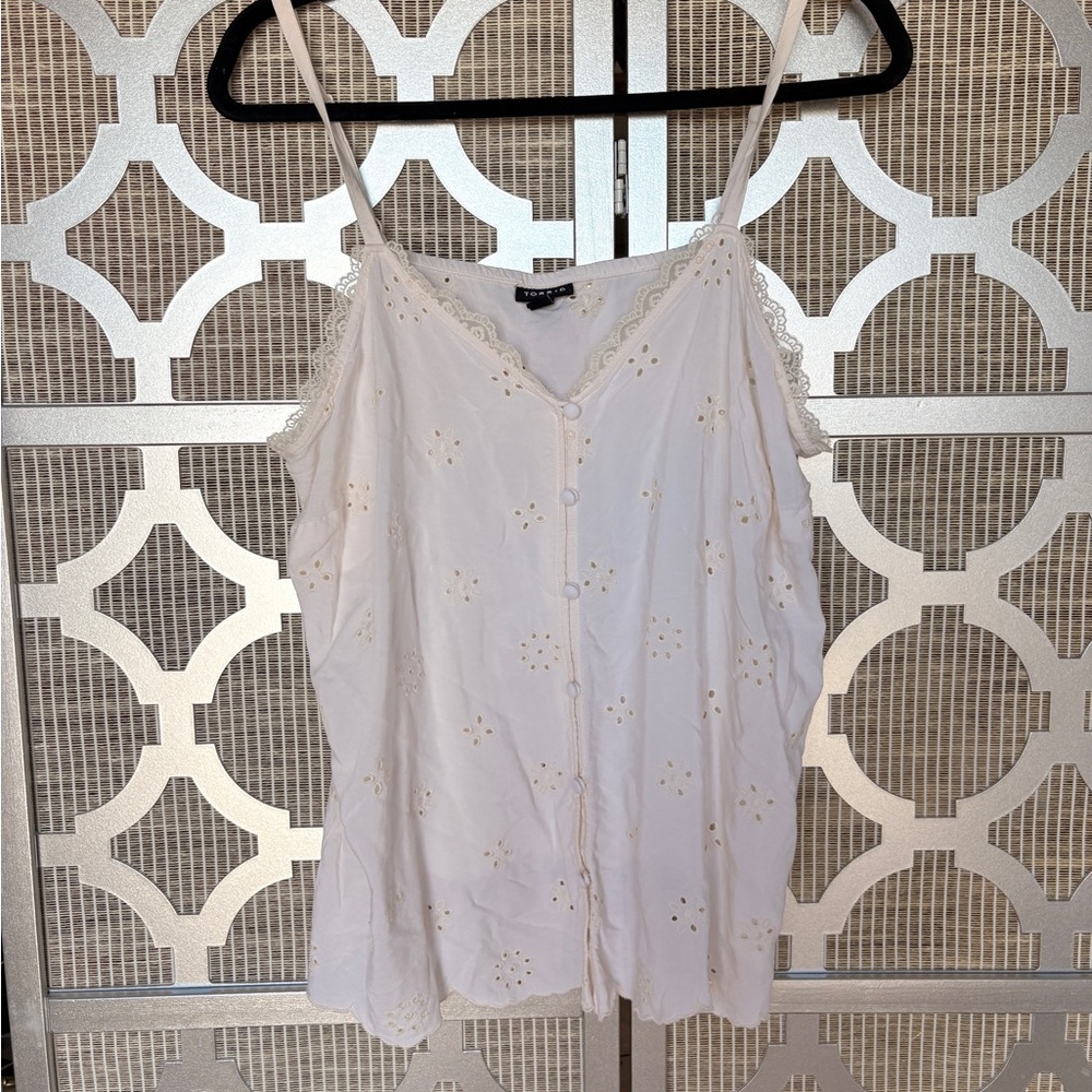 Torrid White Eyelet Tank Top